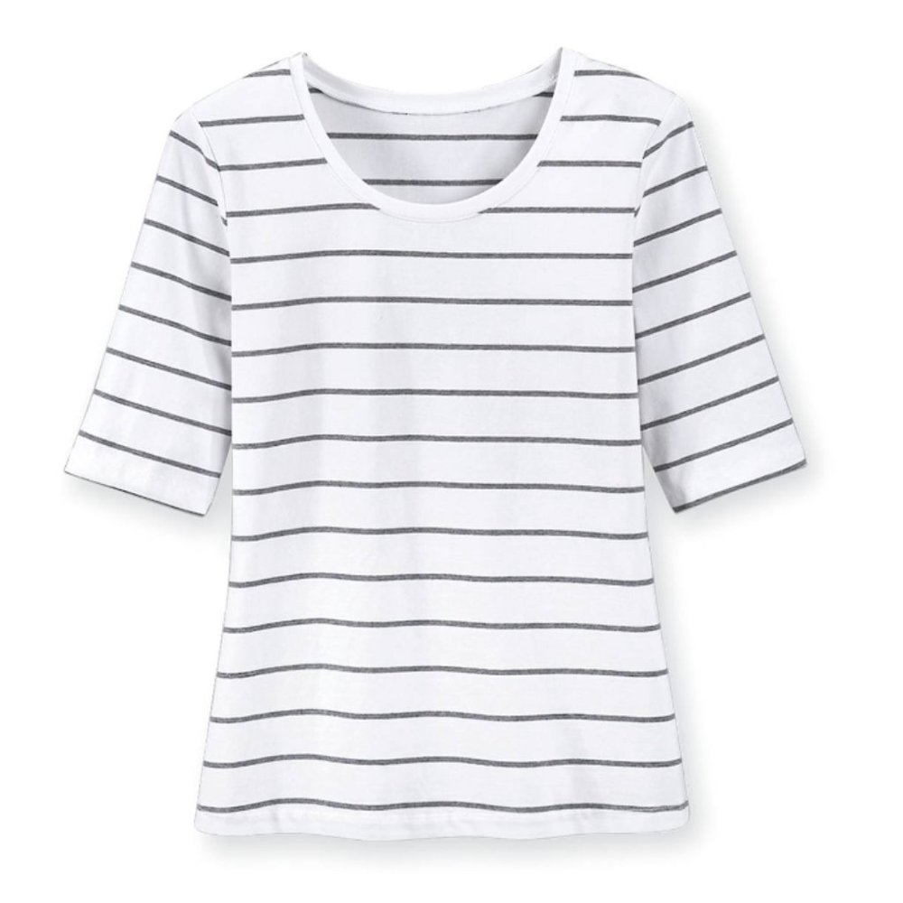 3/$20 Country Store Striped Elbow Sleeve Tee 2X NEW